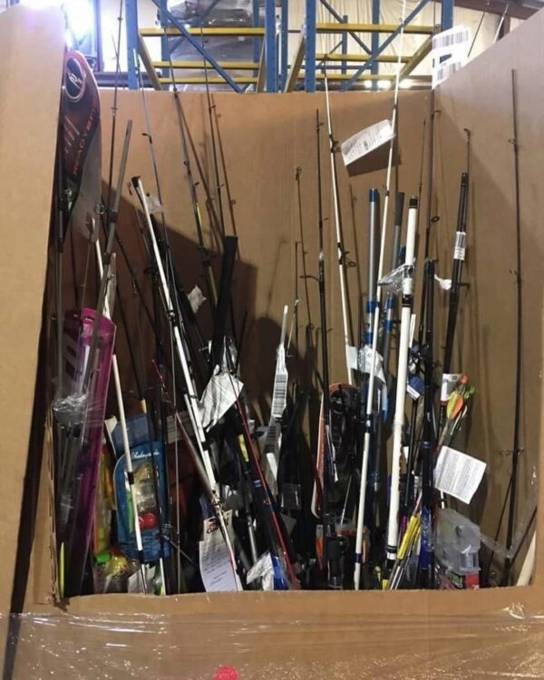 Fishing Equipment Pallet – 200 Pieces Rods, Reels & Tackle Wholesale