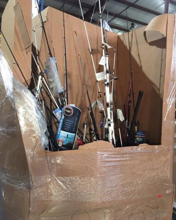Fishing Equipment Pallet – 200 Pieces Rods, Reels & Tackle Wholesale