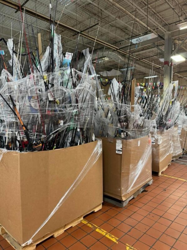 Fishing Equipment Pallet – 200 Pieces Rods, Reels & Tackle Wholesale