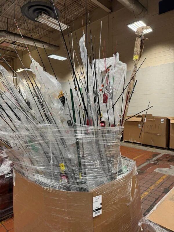 Fishing Equipment Pallet – 200 Pieces Rods, Reels & Tackle Wholesale