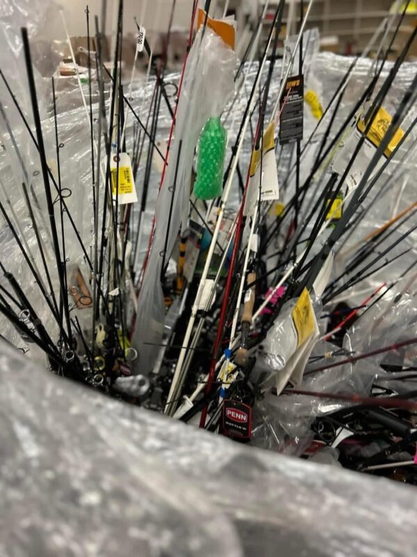 Fishing Equipment Pallet – 200 Pieces Rods, Reels & Tackle Wholesale